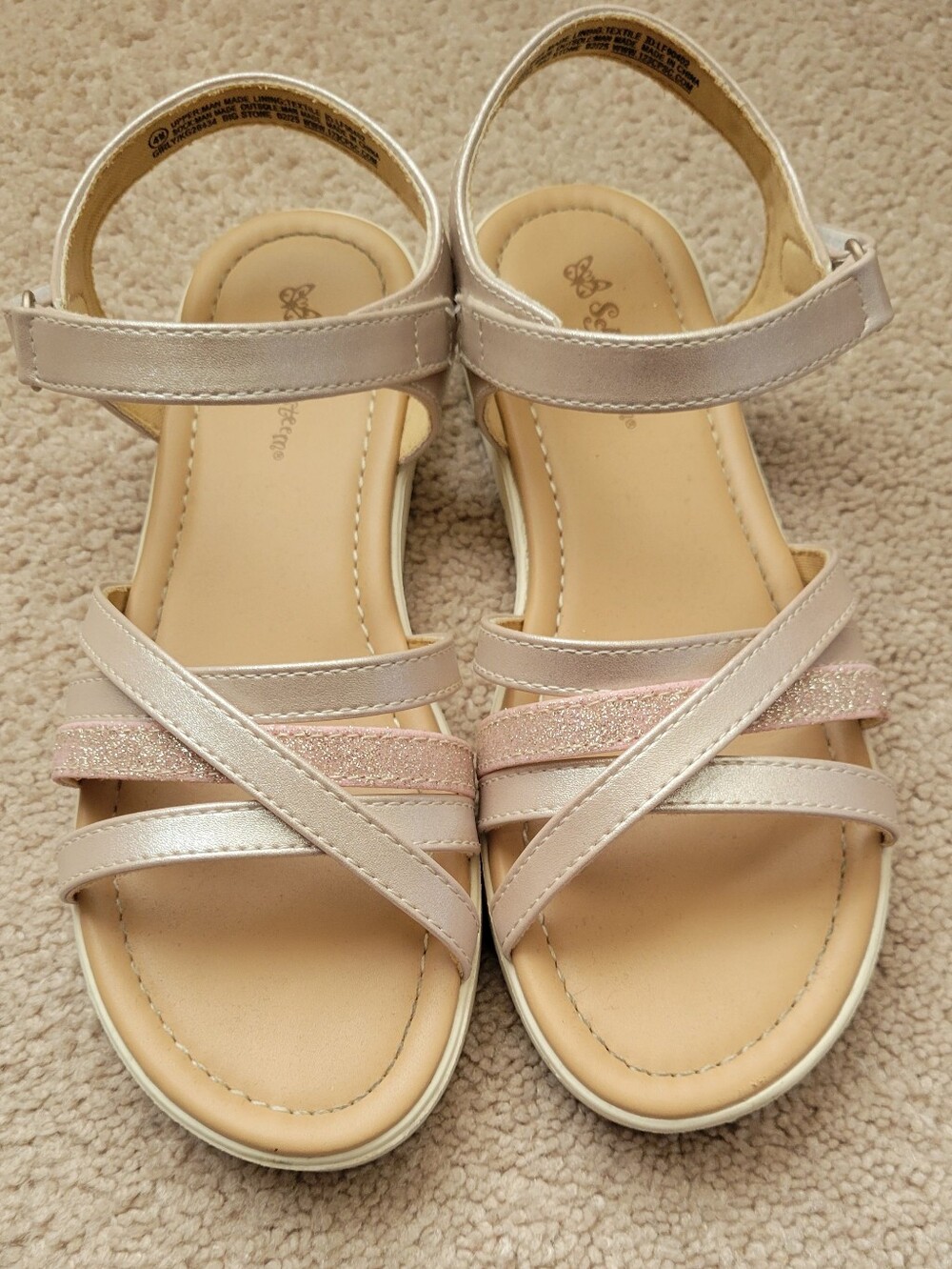 Girls Metallic Pink Strappy Comfort Sandals
